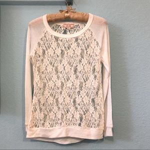 Pink Rose 🌸 White Lace Sweater baseball Medium